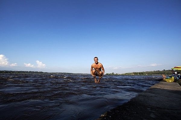 Jumping into the Congo River