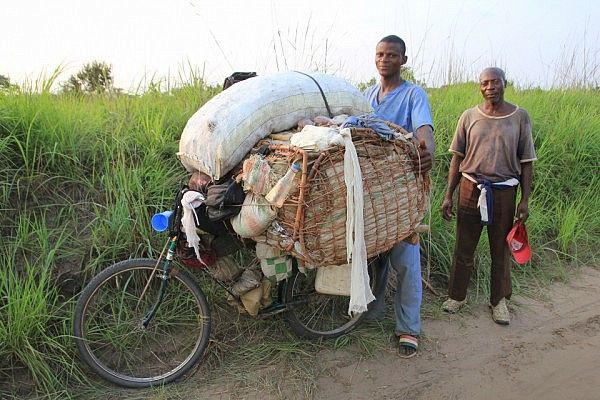 Merchandise on a bicycle