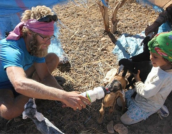 Feeding goat kids