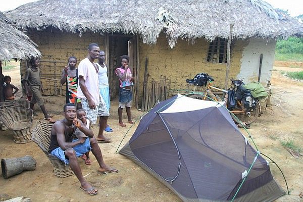 Camping in a village